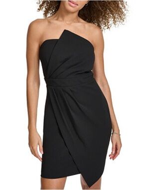 23. Siena • NWOT Asymmetrical One-Shoulder Black Cocktail Dress PTP 16-18”